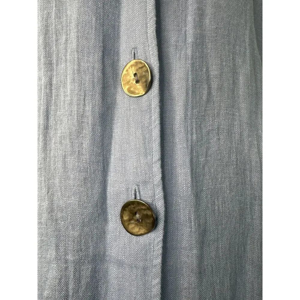 Caroline Rose Button-Down stand collar 100 % Tissue-Linen Shirt size large